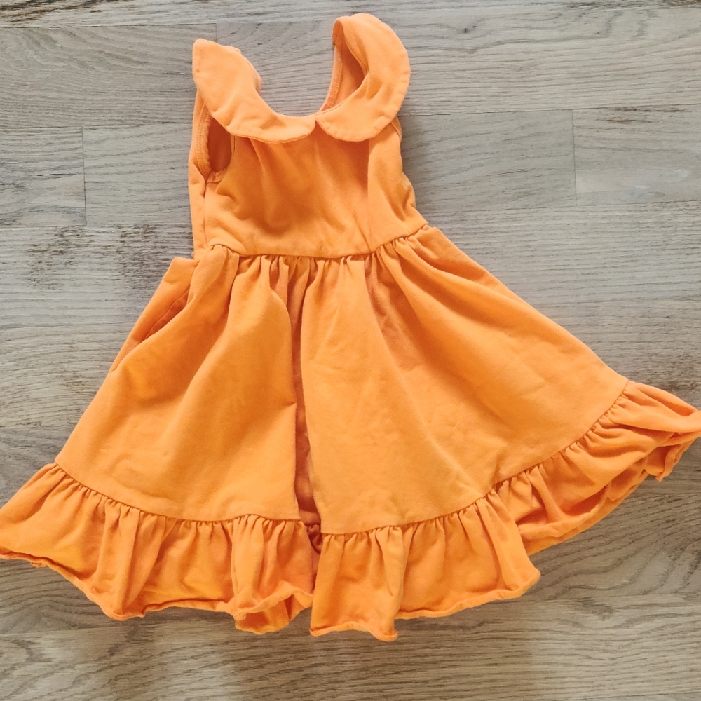 Orange Ruffled Sleeveless Dress